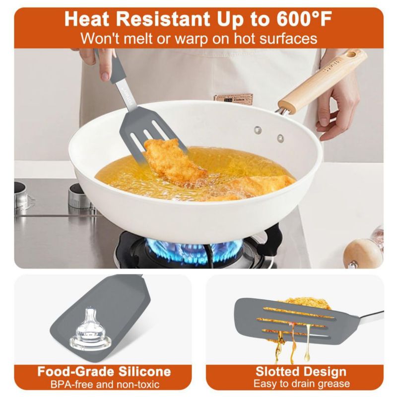 Espátula de Cocina POTWIY 2 Unidades Resistente al Calor 315 °C Gris
