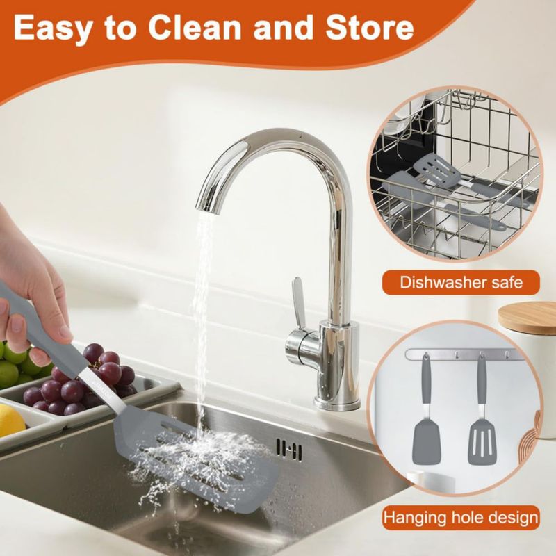 Espátula de Cocina POTWIY 2 Unidades Resistente al Calor 315 °C Gris