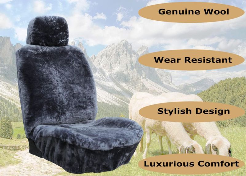 Funda para Asiento de Auto SHEEPSKIN ELITE 142x58 cm Gris/Azul