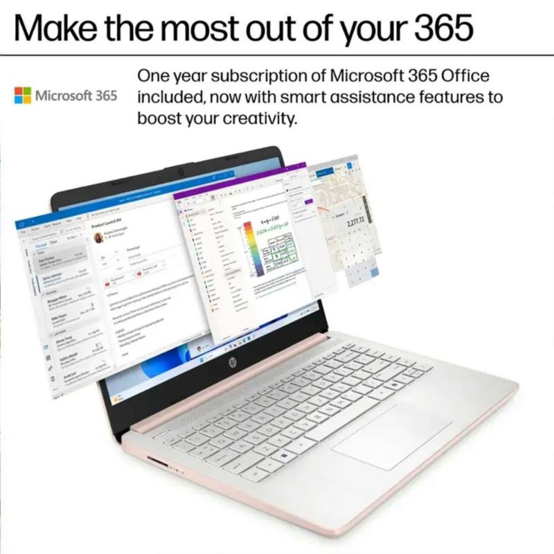 HP Stream portátil de 14 pulgadas procesador Intel Quad-Core N150 8 GB de RAM 192 GB de almacenamiento (128 GB UFS + 64 GB microSD) Wi‑Fi 6 IA Copilot