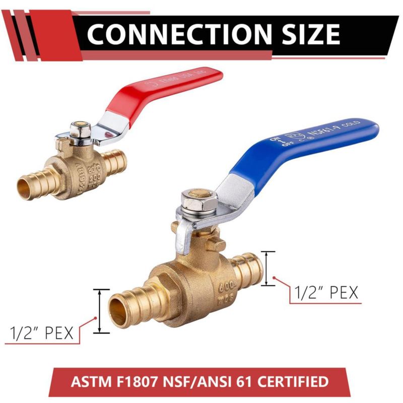 Válvula PEX EFIELD 1/2" de latón paquete de 4 rojo/azul