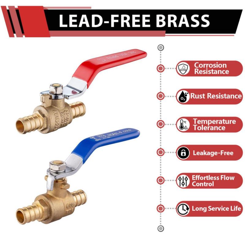 Válvula PEX EFIELD 1/2" de latón paquete de 4 rojo/azul