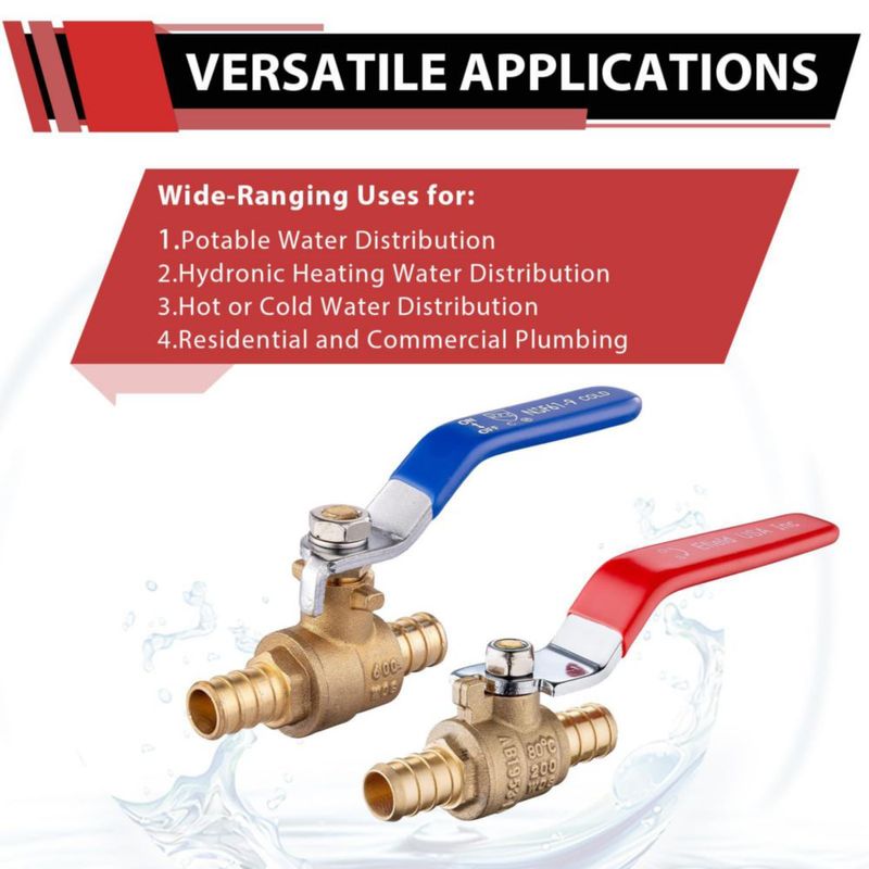 Válvula PEX EFIELD 1/2" de latón paquete de 4 rojo/azul