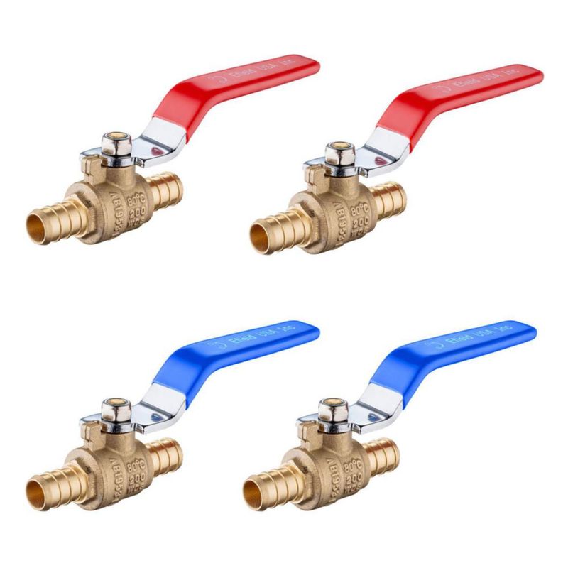 Válvula PEX EFIELD 1/2" de latón paquete de 4 rojo/azul