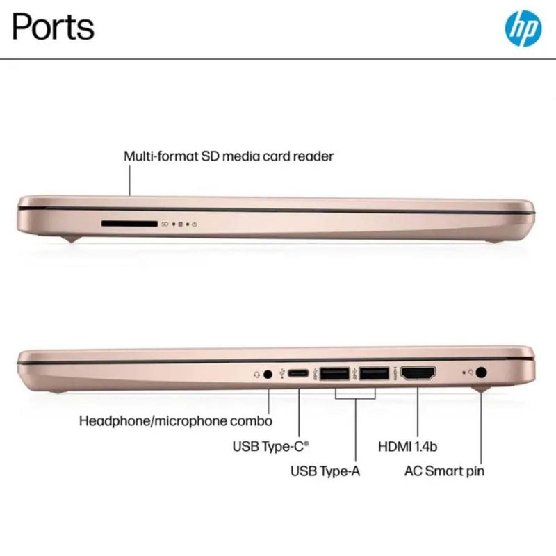 Portátil HP Stream de 14" 4 GB RAM 128 GB SSD WiFi 6 Rosa Dorado