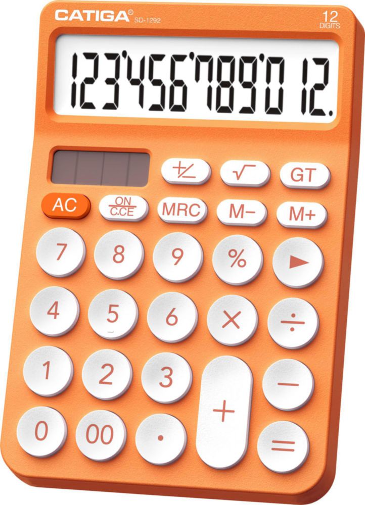 Calculadora CATIGA de 12 dígitos LCD naranja de doble alimentación