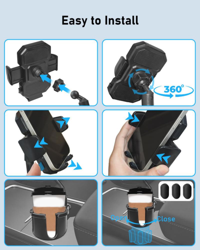 Portavasos BELINOUS 2 en 1 con soporte para teléfono
