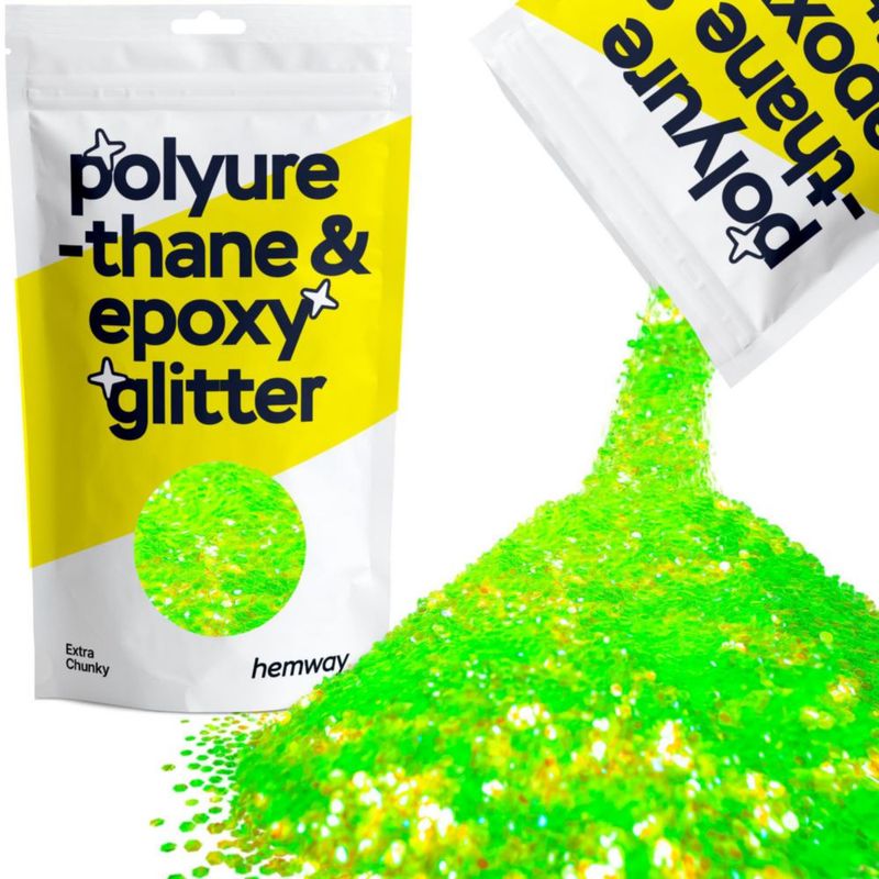 Purpurina Hemway 100 g Verde Fluorescente Extra Gruesa