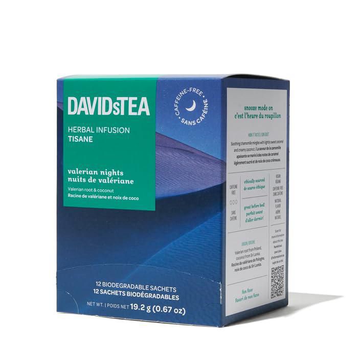 DAVIDsTEA Valerian Nights – 12 bolsas sin cafeína