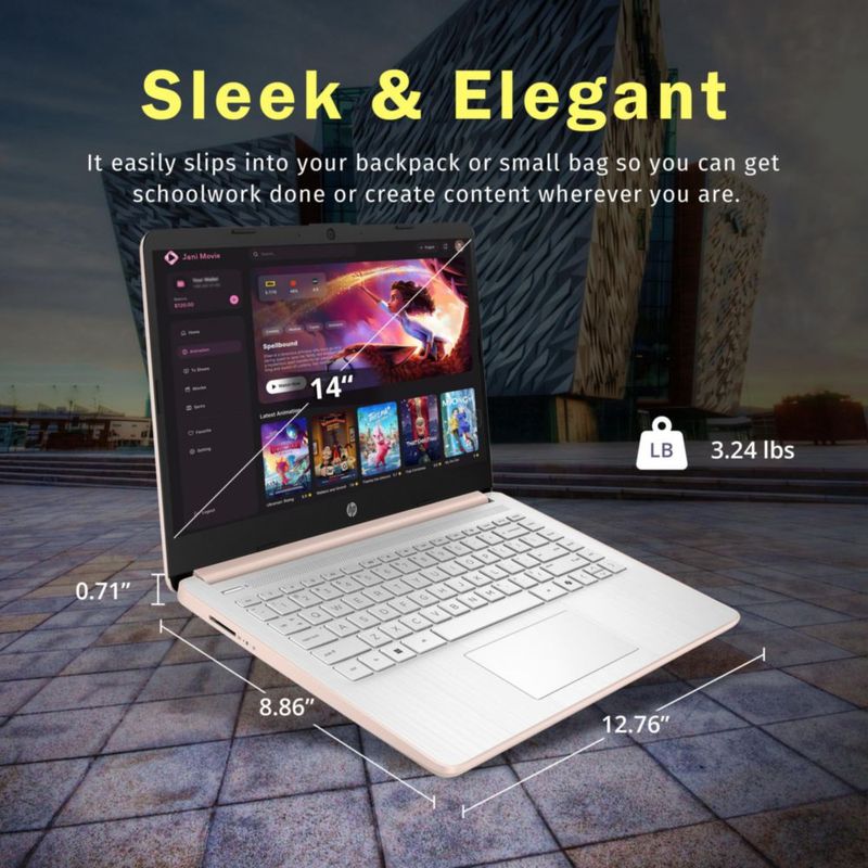 Portátil HP 356 cm 4 GB RAM 288 GB UFS Win 11 Rosa Pálido