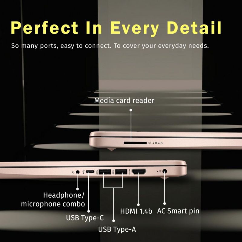 Portátil HP 356 cm 4 GB RAM 288 GB UFS Win 11 Rosa Pálido