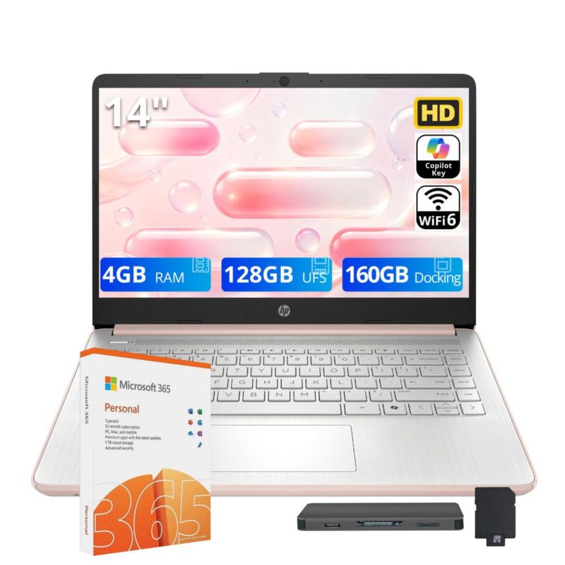 Portátil HP 356 cm 4 GB RAM 288 GB UFS Win 11 Rosa Pálido