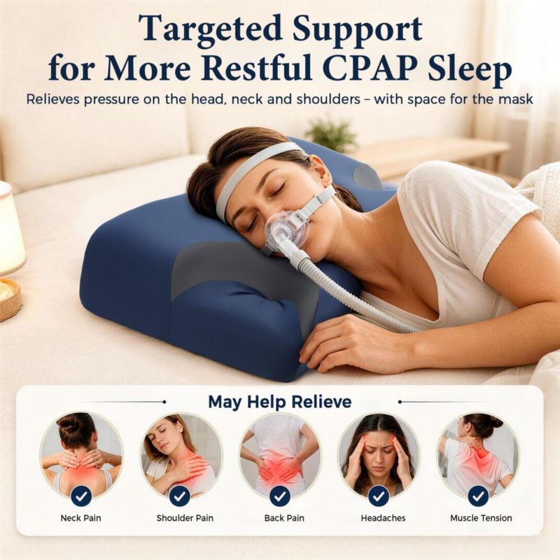Almohada CPAP IKSTAR Ajustable de Espuma Viscoelástica con Soporte Cervical