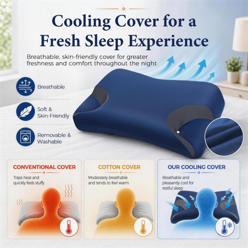Almohada CPAP IKSTAR Ajustable de Espuma Viscoelástica con Soporte Cervical