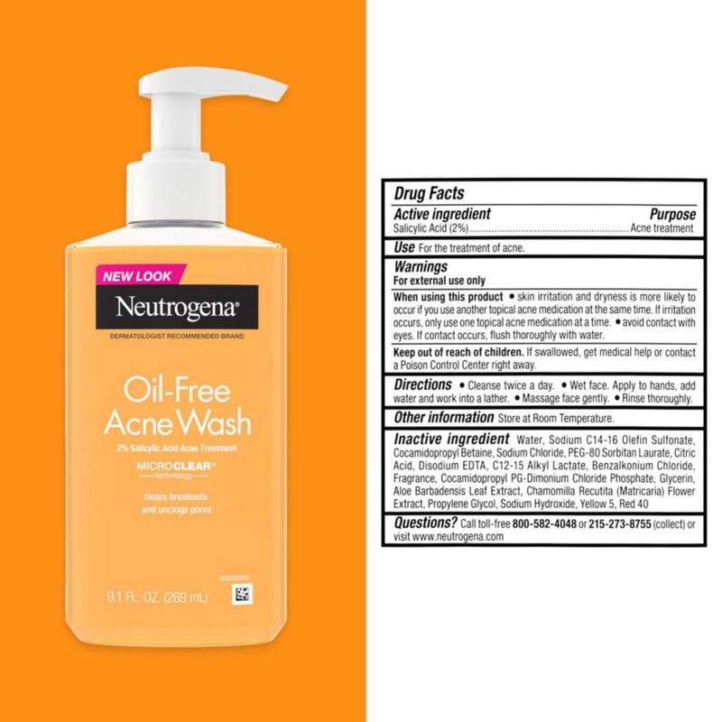 Limpiador Facial Neutrogena 473 ml Sin Aceite y Ácido Salicílico para Acné