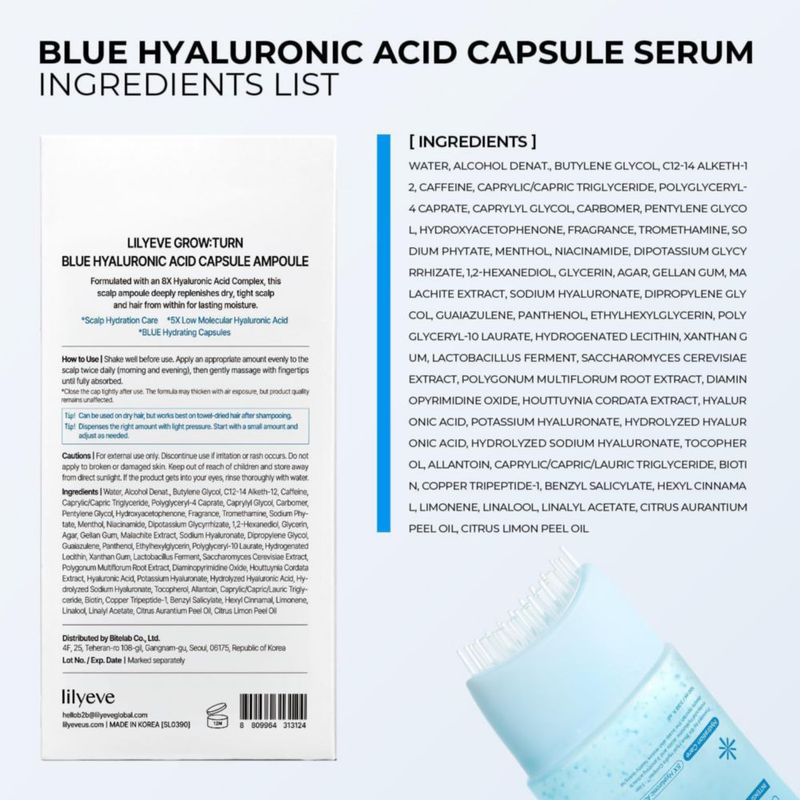 Suero capilar lilyeve 100 ml Ácido Hialurónico Azul