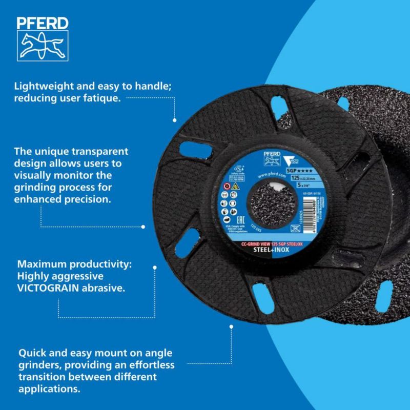 Disco de desbaste PFERD 125 mm 7/8" (10 unidades)