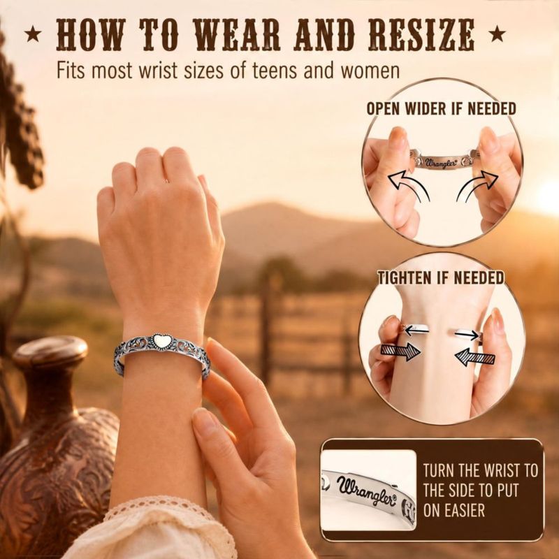 Pulsera Montana West Wrangler Turquesa con diseño floral tallado