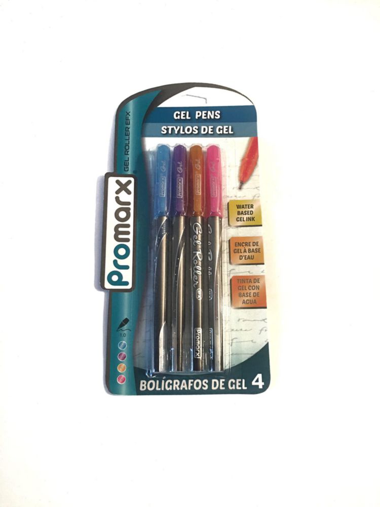 Bolígrafos de Gel Promarx 4 unidades con tinta a base de agua