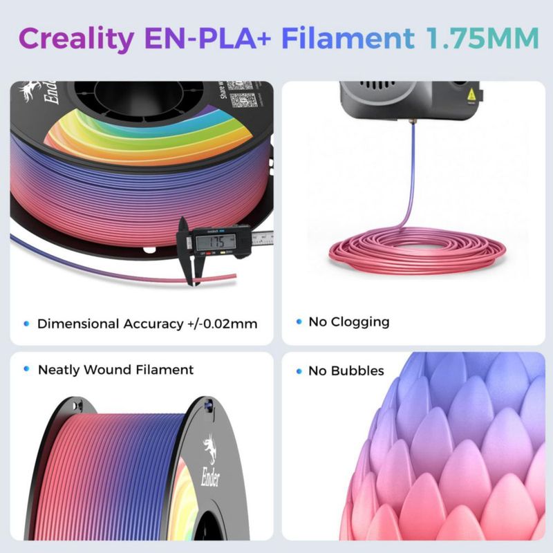 Filamento PLA+ Creality 175 mm 4 kg Arcoíris