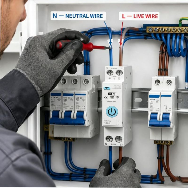 Interruptor WiFi aeliussine 63A 90-300V con protección contra fugas