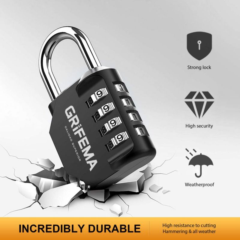 Candado GRIFEMA 2 unidades 4 dígitos reconfigurable e impermeable