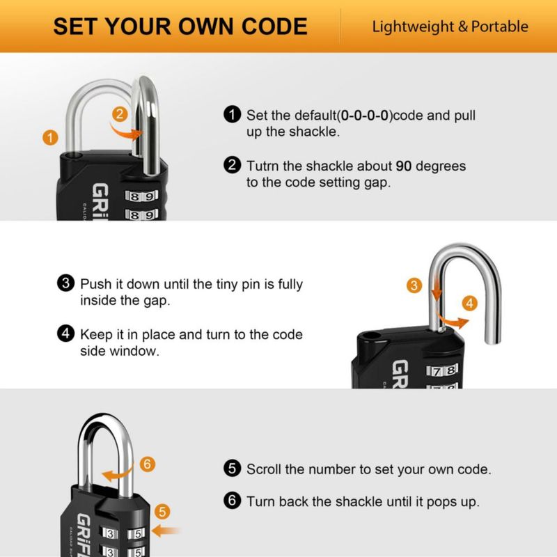 Candado GRIFEMA 2 unidades 4 dígitos reconfigurable e impermeable