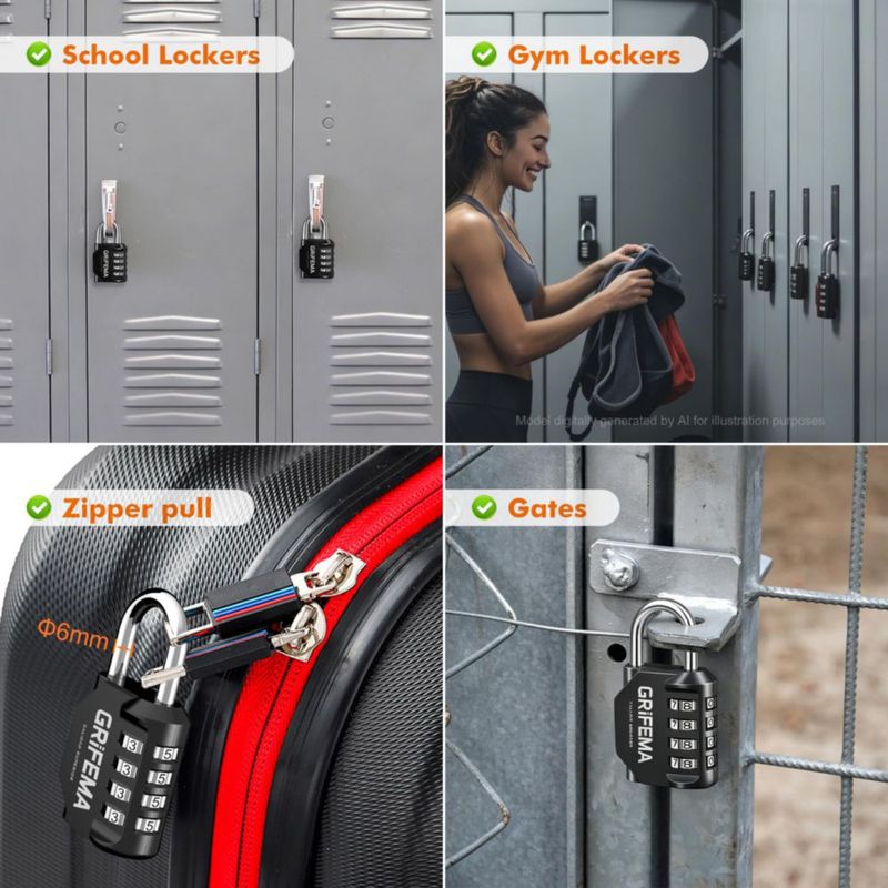 Candado GRIFEMA 2 unidades 4 dígitos reconfigurable e impermeable
