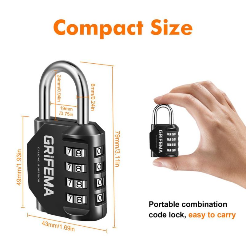 Candado GRIFEMA 2 unidades 4 dígitos reconfigurable e impermeable