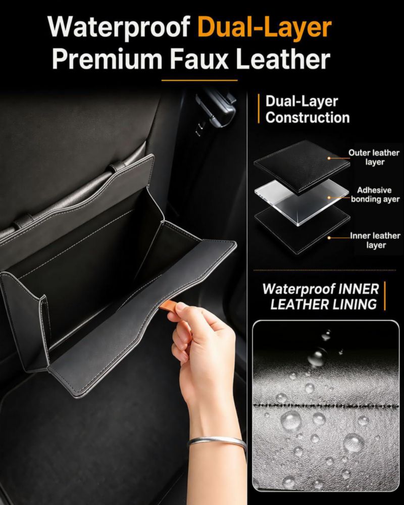 Cubo de basura para coche COZILO a prueba de fugas e impermeable con 60 bolsas