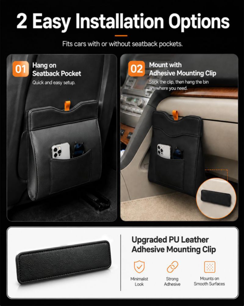 Cubo de basura para coche COZILO a prueba de fugas e impermeable con 60 bolsas