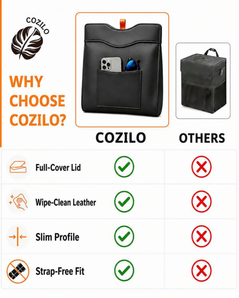 Cubo de basura para coche COZILO a prueba de fugas e impermeable con 60 bolsas