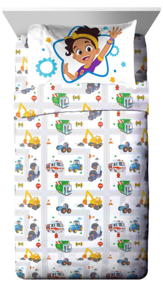 Juego de ropa de cama Jay Franco Full Blippi azul de 7 piezas para cama tamaño completo