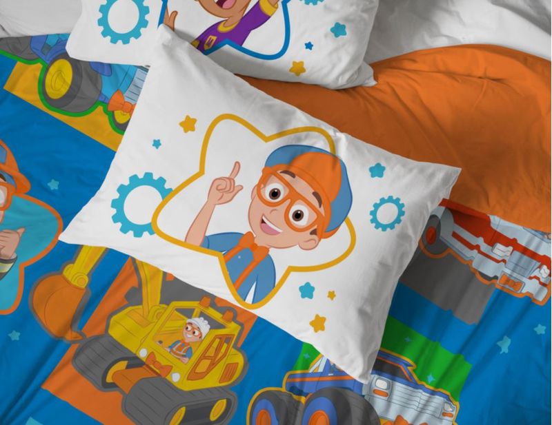 Juego de ropa de cama Jay Franco Full Blippi azul de 7 piezas para cama tamaño completo