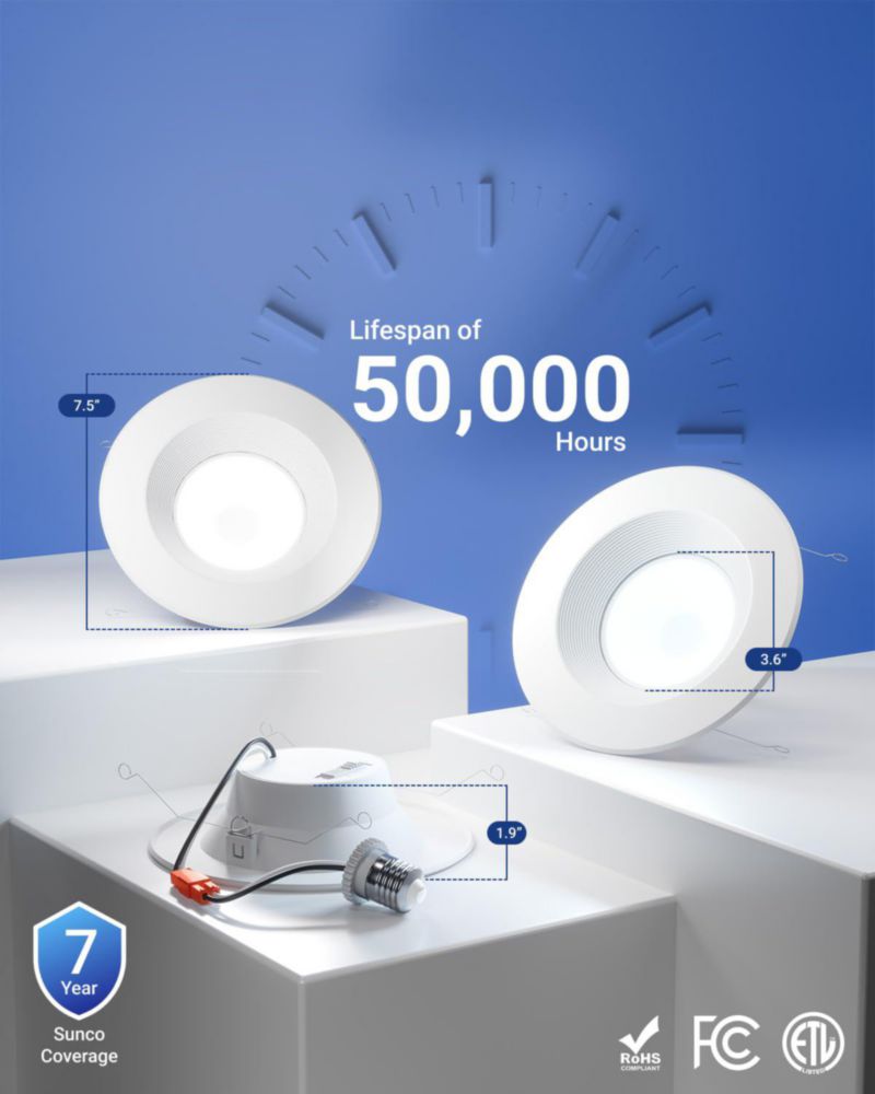 Luces LED empotradas Sunco Lighting 15 cm 5 tonos de temperatura de color regulables