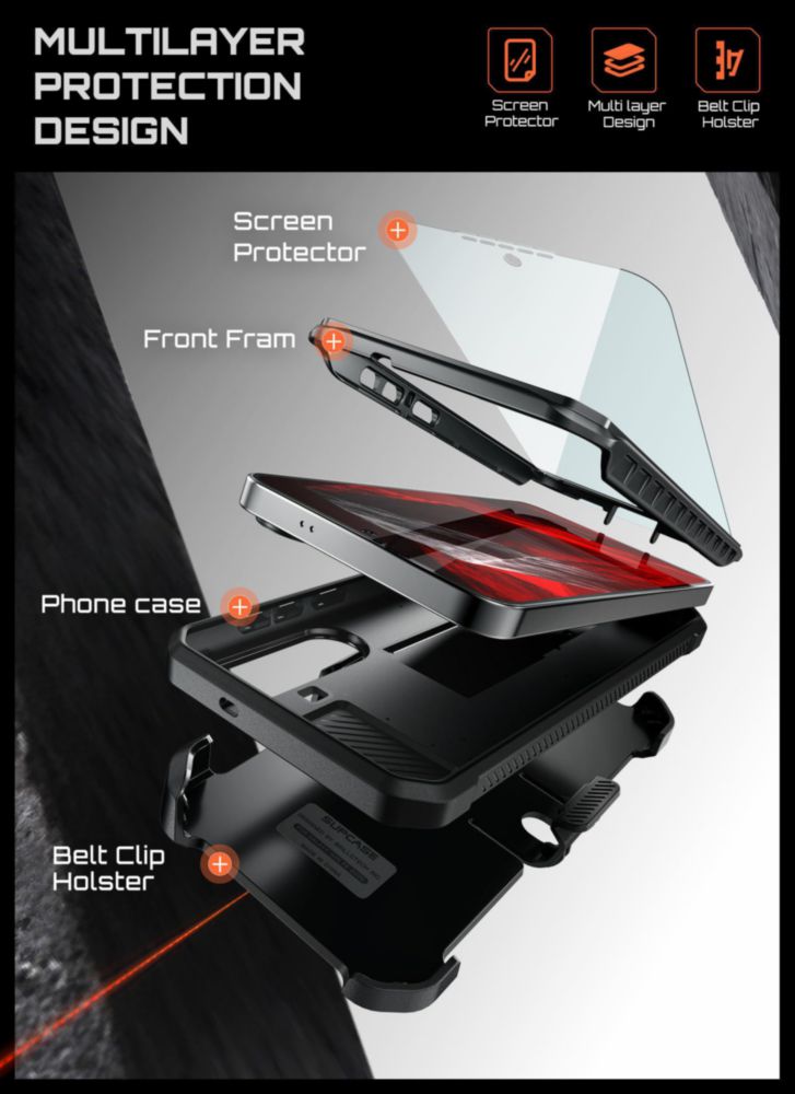 Funda SUPCASE Galaxy S26 FE Negra con Clip de Cinturón