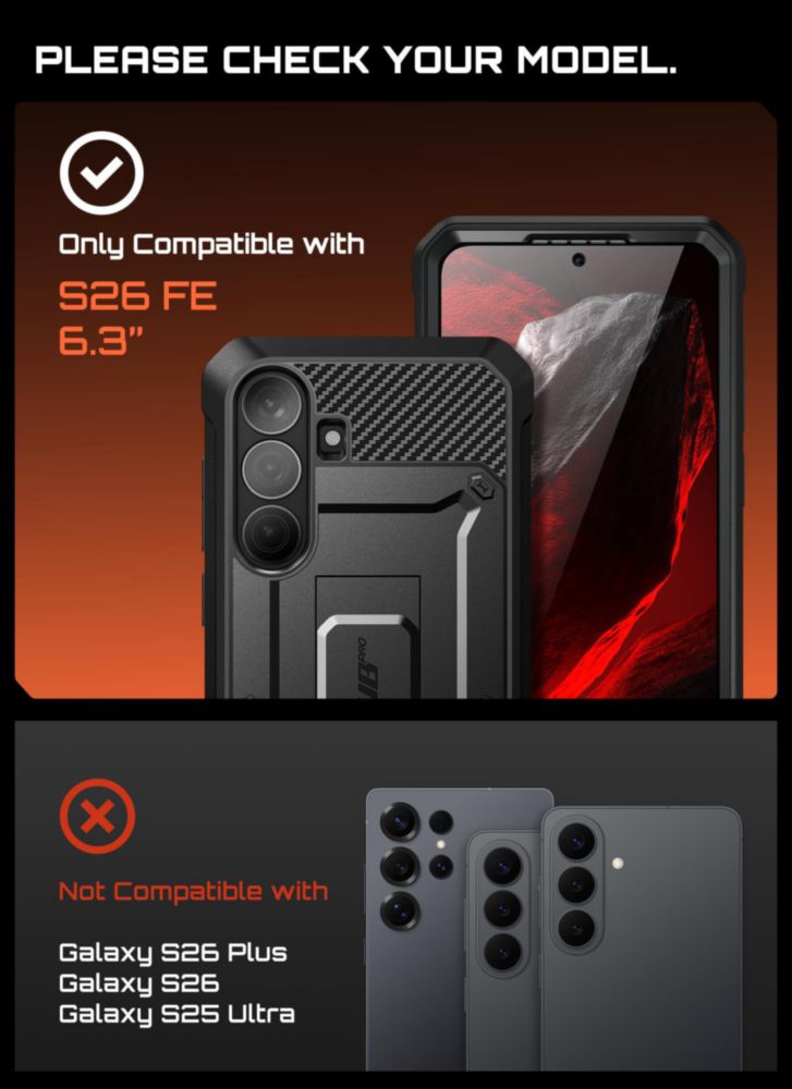 Funda SUPCASE Galaxy S26 FE Negra con Clip de Cinturón