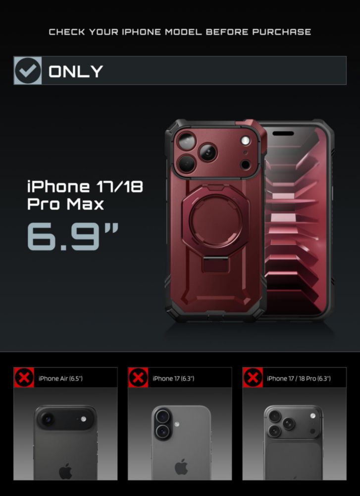 Funda SUPCASE para iPhone 18/17 Pro Max (Burdeos)