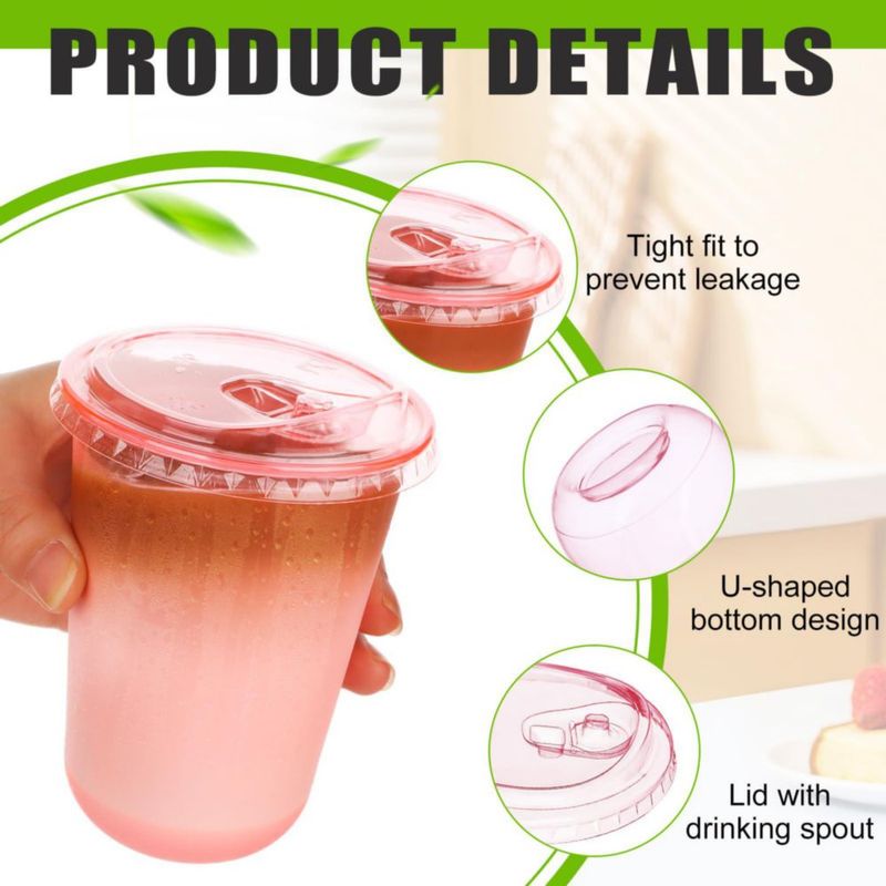 Vasos desechables Mkhaslri 50 unidades 473 ml rosa PET