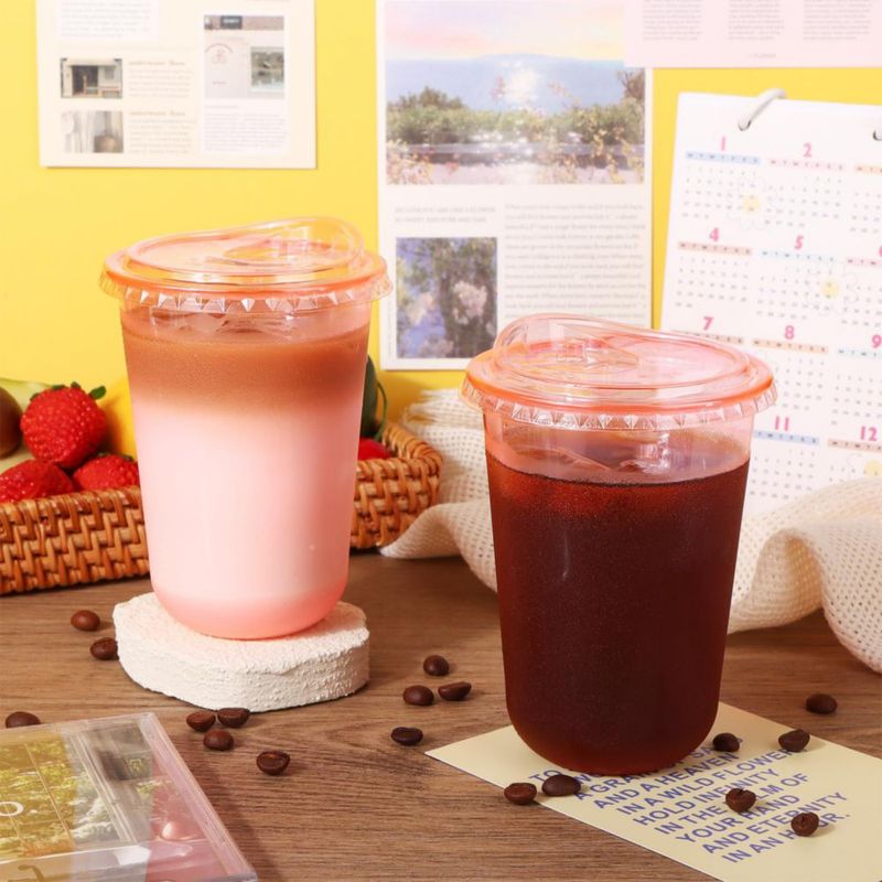 Vasos desechables Mkhaslri 50 unidades 473 ml rosa PET