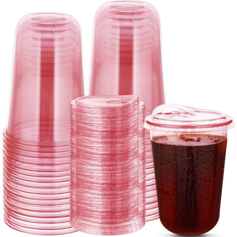 Vasos desechables Mkhaslri 50 unidades 473 ml rosa PET
