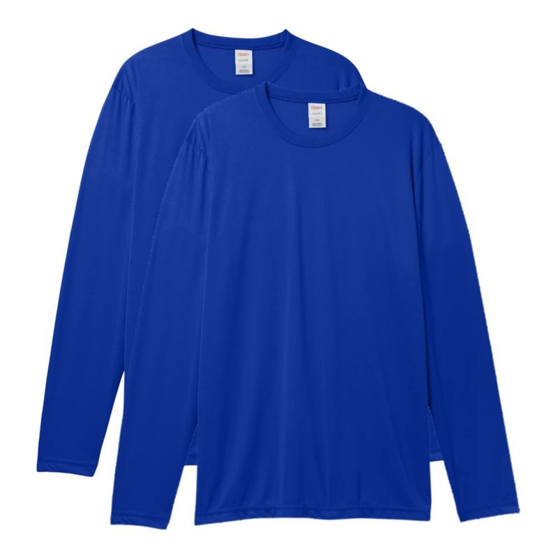 Camiseta Hanes de manga larga para hombre Cool DRI UPF 50+ - Deep Royal