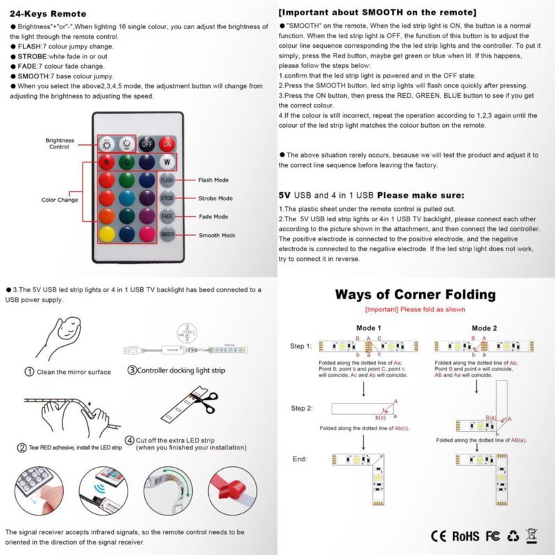 Tira LED HIKENRI 1M RGB con control remoto