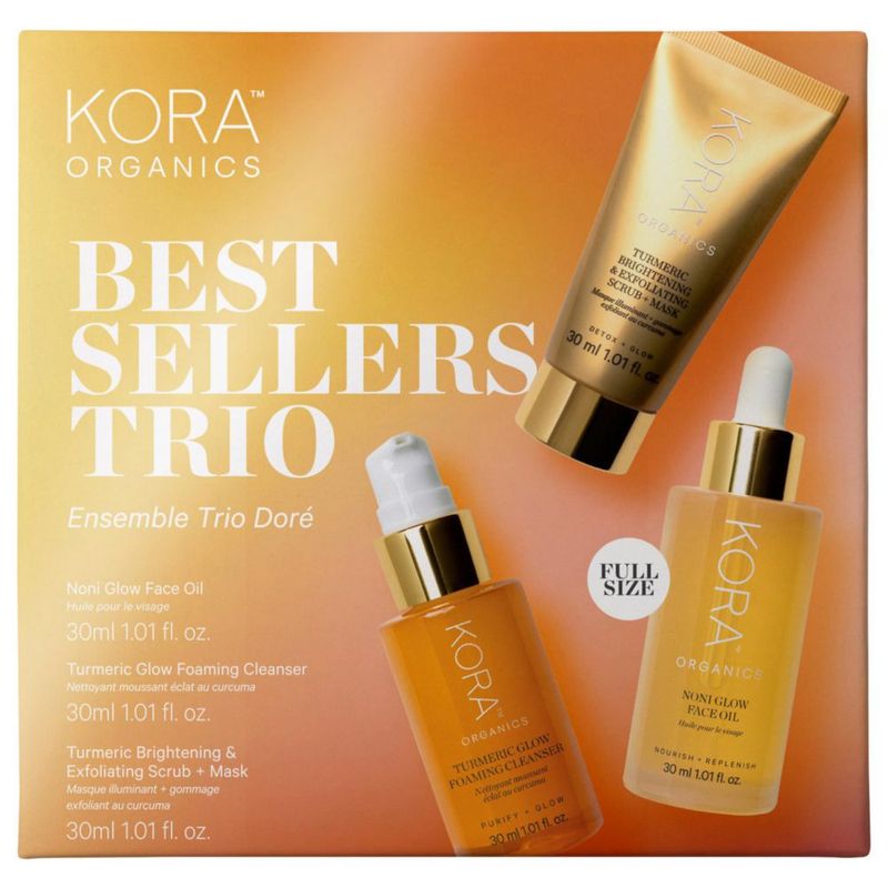 Trío de Cuidado Facial KORA Organics – Tamaño de Viaje 3×30 ml