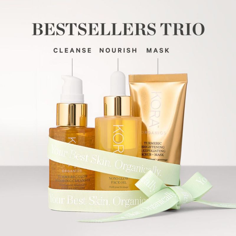 Trío de Cuidado Facial KORA Organics – Tamaño de Viaje 3×30 ml