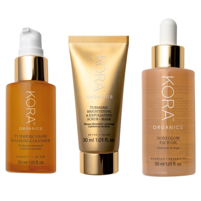 Trío de Cuidado Facial KORA Organics – Tamaño de Viaje 3×30 ml