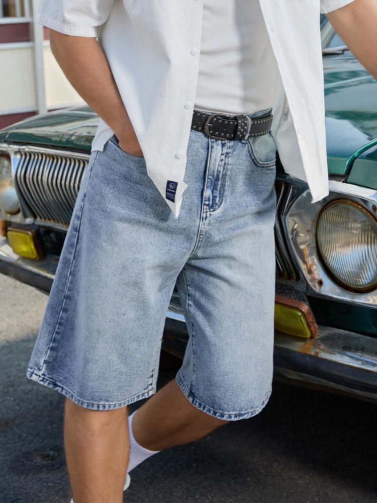 Shorts Comdecevis XS Indigo Claro Holgado Corte Suelto