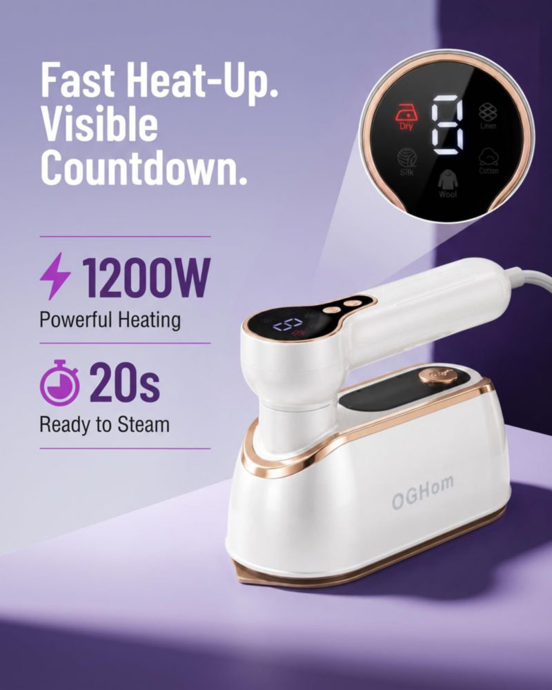 Vaporizador de ropa OGHom 1200 W 150 ml 120 V pantalla LCD