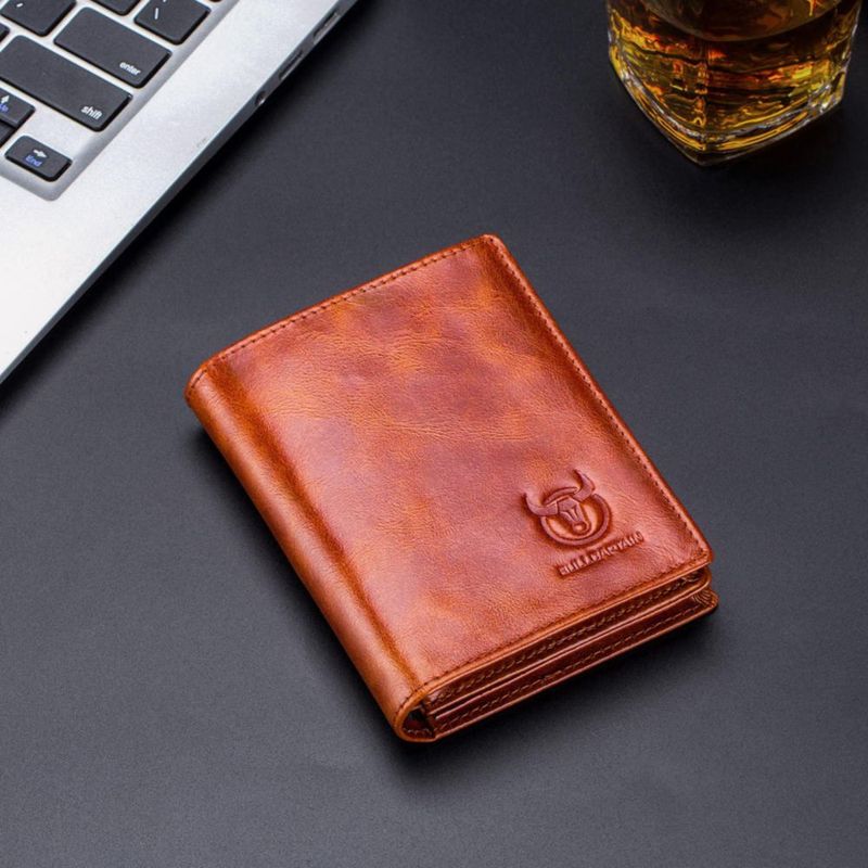 Cartera BULLCAPTAIN de Cuero Marrón Rojizo 12 cm