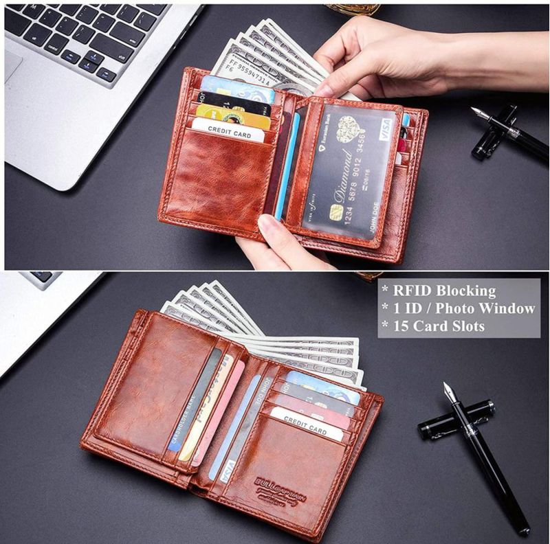 Cartera BULLCAPTAIN de Cuero Marrón Rojizo 12 cm